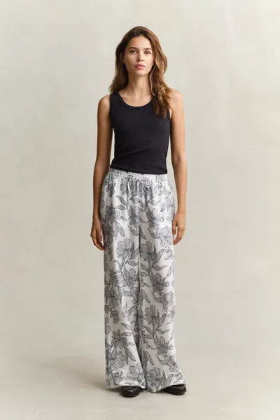 Gant Floral Linen Pants In Black