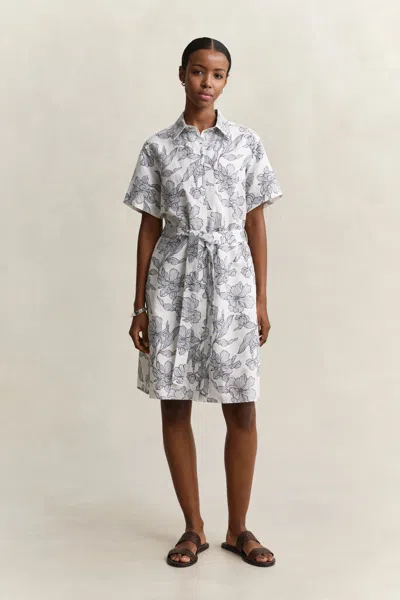 Gant Floral Linen Shirt Dress In Black