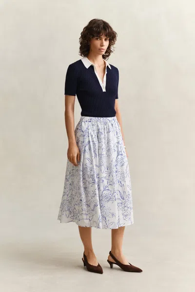 Gant Floral Midi Skirt In White