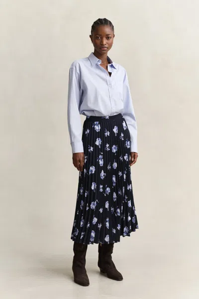Gant Floral Print Pleated Skirt In Blue