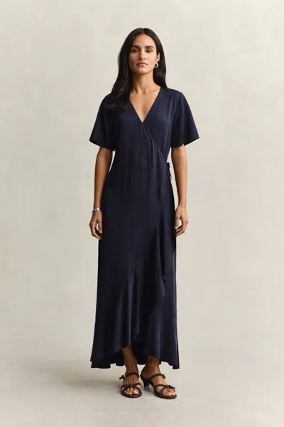 Gant Frilly Wrap Dress In Black