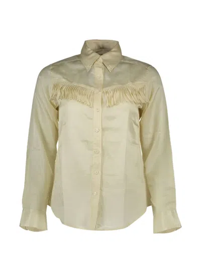 Gant Fringe-trimmed Shirt In Neutral