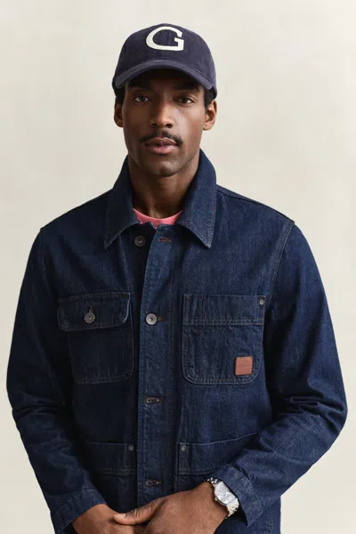 Gant Logo-patch Baseball Cap In Blue