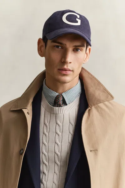 Gant G Badge Moleskin Cap In Blue
