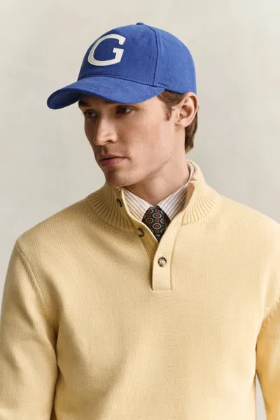 Gant G Badge Moleskin Cap In Blue