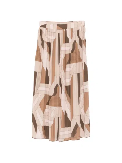 Gant Geometric Pleated Midi Skirt In Neutral