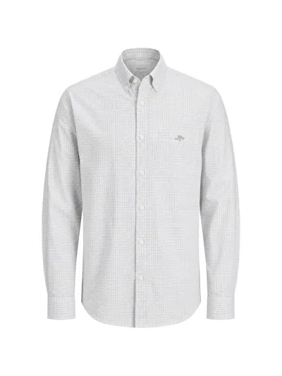 Gant Gingham-pattern Logo-embroidered Shirt In Blue