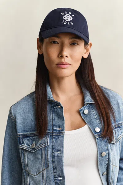 Gant Graphic Cotton Twill Cap In Blue
