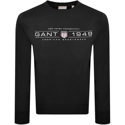 Gant Graphic Crew Neck Sweatshirt Black