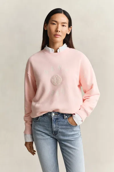 Gant Graphic Crew Neck Sweatshirt In Pink