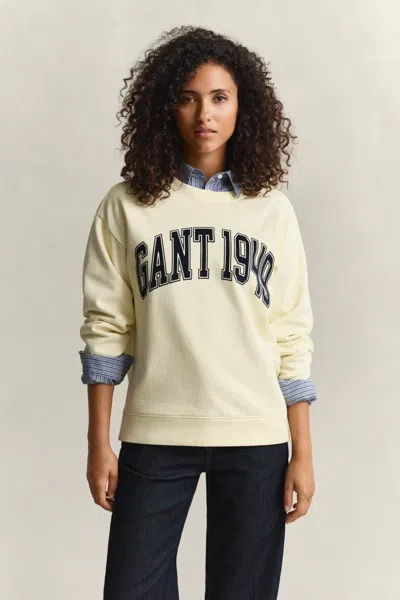 Gant Graphic Crew Neck Sweatshirt In Yellow