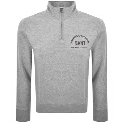 Gant Graphic Half Zip Sweatshirt Grey In Gray