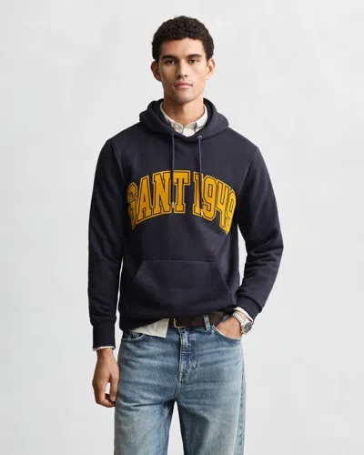 Gant Mens Graphic Hoodie In Blue