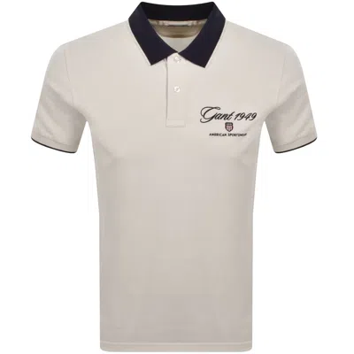 Gant Graphic Pique Polo T Shirt Cream In Animal Print