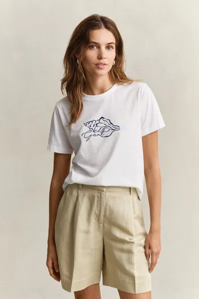 Gant Graphic Print T-shirt In White