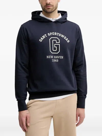 Gant Graphic-print Hoodie In Blue