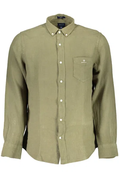 Gant Straight Linen Shirt In Green