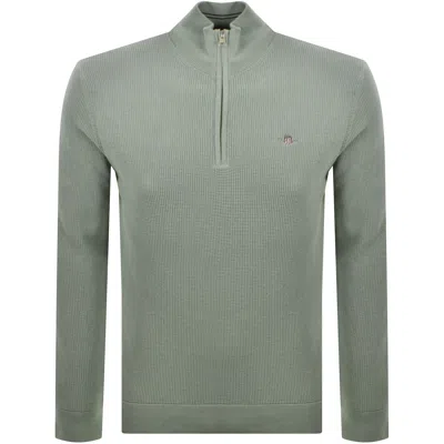 Gant Half Zip Knit Jumper Ceramic Grey In Gray