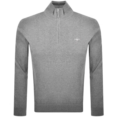 Gant Half Zip Knit Jumper Grey In Gray