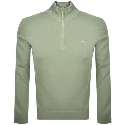 Gant Half Zip Knit Jumper Kalamata Green