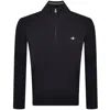Gant Half Zip Knit Jumper Navy In Black