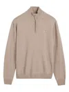 Gant Half Zip Lambswool Sweater In Neutral