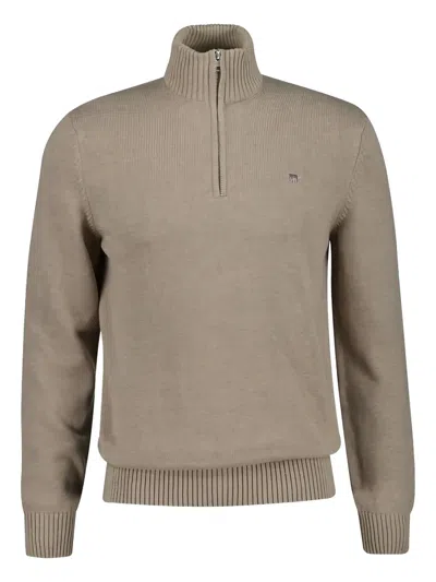 Gant Half-zip Sweater In Brown