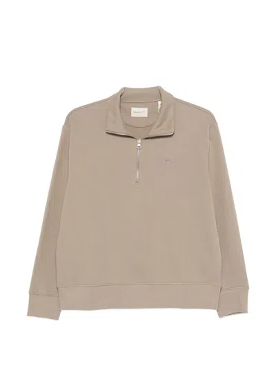 Gant Half-zip Sweatshirt In Brown