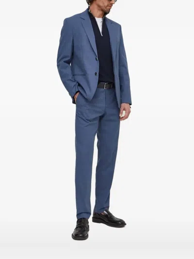Gant Half-zip Textured Sweater In Blue
