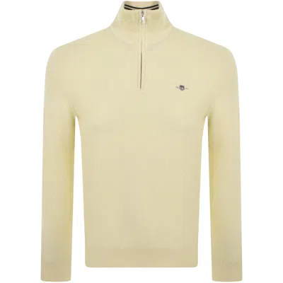 Gant Half Zip Textured Sweatshirt Cream