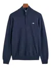 Gant Mens Regular Fit Shield Logo Half Zip Sweatshirt Nos In Blue