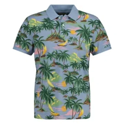 Gant Hawaiian Print Polo Shirt In Blue