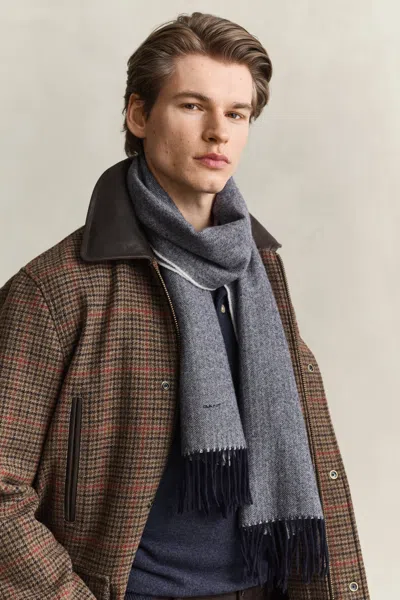 Gant Herringbone Scarf In Gray