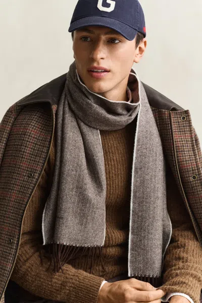 Gant Herringbone Scarf In Gray