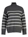 Gant High-neck Striped Sweater In Gray