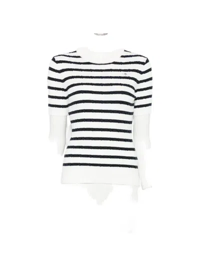 Gant Horizontal-stripe Cable-knit T-shirt In Multi