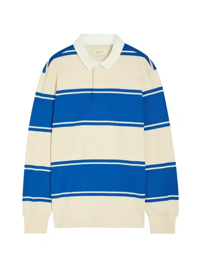 Gant Horizontal-stripe Long-sleeve Polo Shirt In Multi