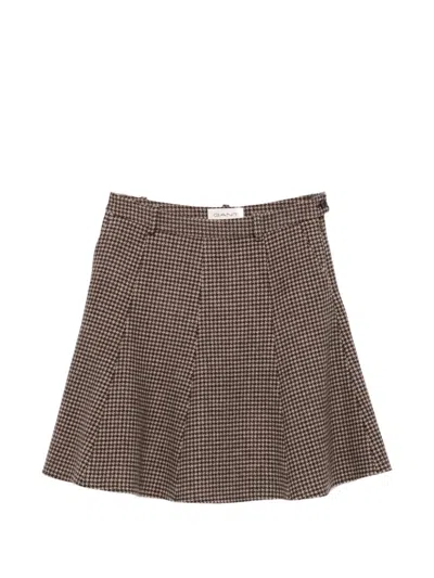 Gant Houndstooth-pattern Mini Skirt In Brown