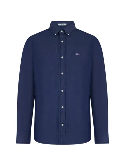 Gant Indigo Long-sleeve Slim-fit Shirt In Black