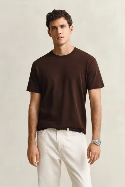 Gant Interlock T-shirt In Brown