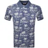Gant Island Print Polo T Shirt Dusty Navy In Blue