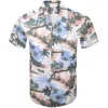 Gant Island Print Short Sleeve Shirt Blue In Multi
