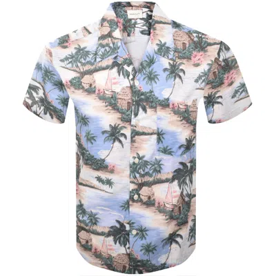 Gant Island Print Short Sleeve Shirt Blue