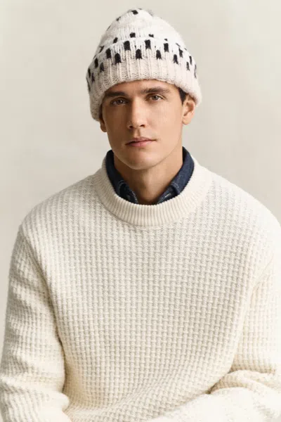 Gant Jacquard Beanie In Beige