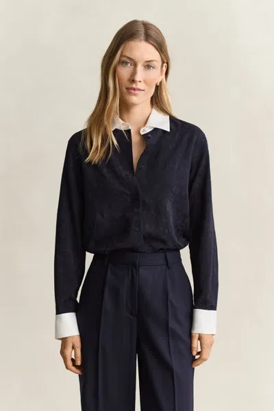 Gant Jacquard Shirt In Navy