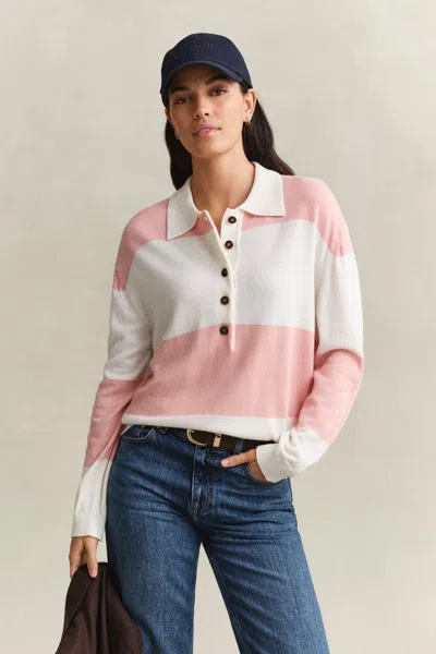 Gant Knitted Barstriped Rugger In White
