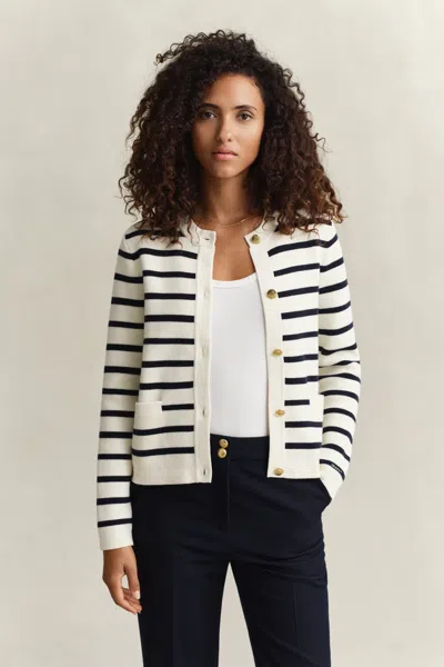 Gant Striped Button-up Cardigan In Multi
