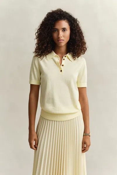 Gant Knitted Short Sleeve Rugger In Yellow