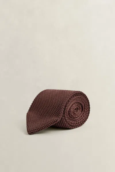 Gant Knitted Silk Tie In Brown