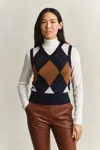 Gant Knitted Wool Argyle Vest In Multi